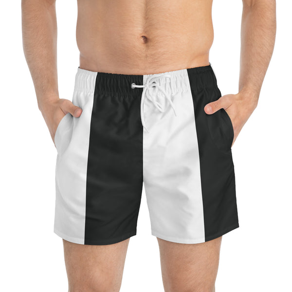Big Stripe Swim Trunks: Black / White