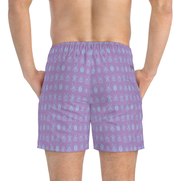 8 Bit Bugs Swim Trunks: Washed Purple / Ice