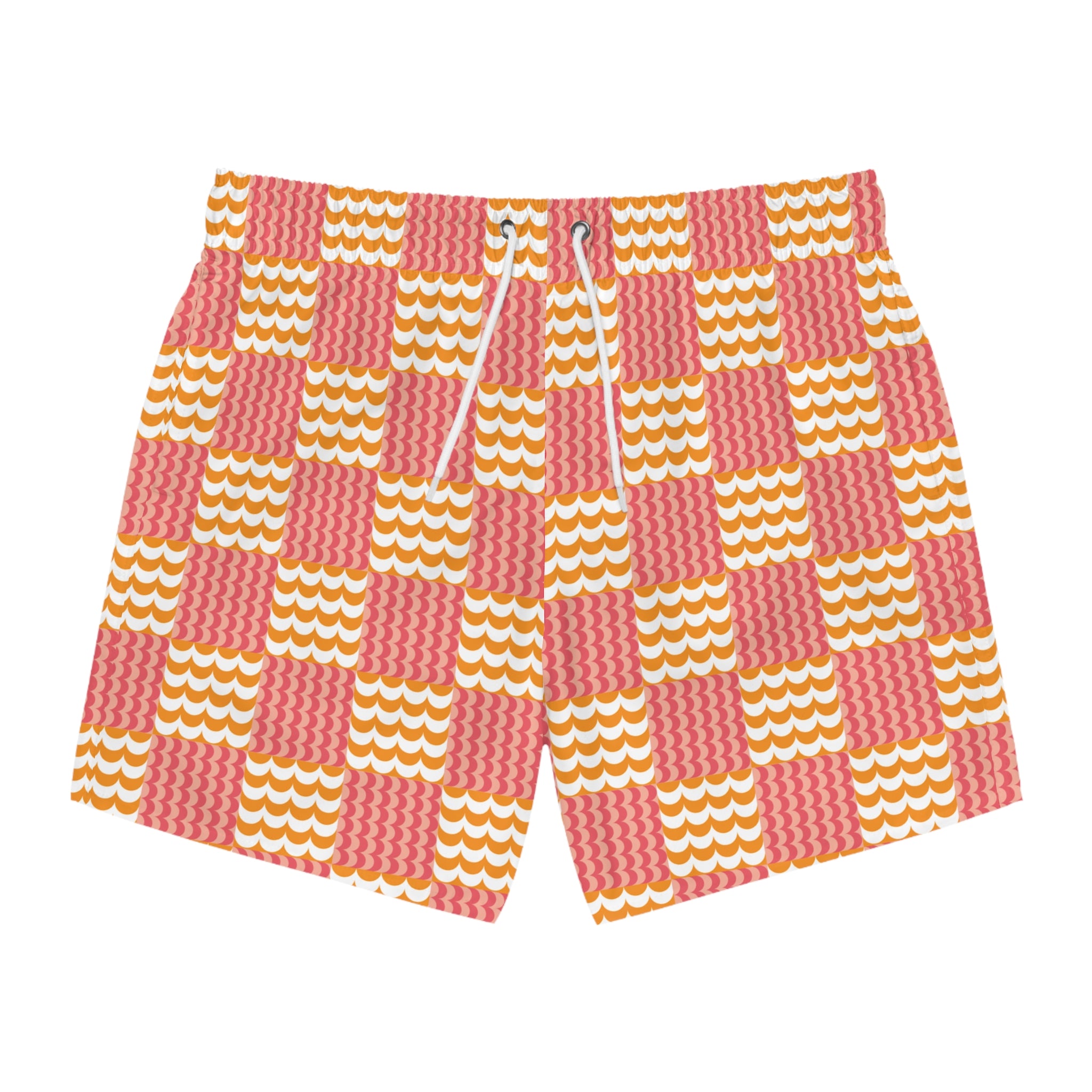 Wave Check Swim Trunks: Washed red / Gold