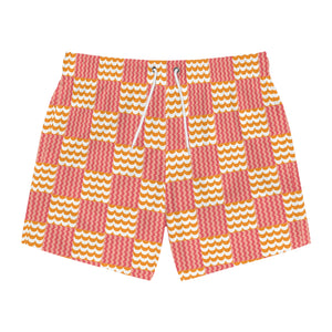 Wave Check Swim Trunks: Washed red / Gold