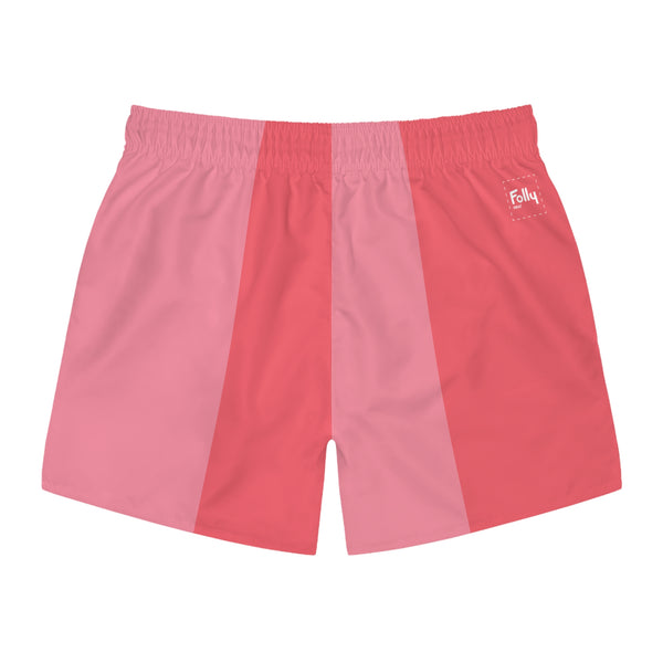 Big Stripe Swim Trunks: Washed Red