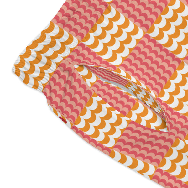 Wave Check Swim Trunks: Washed red / Gold