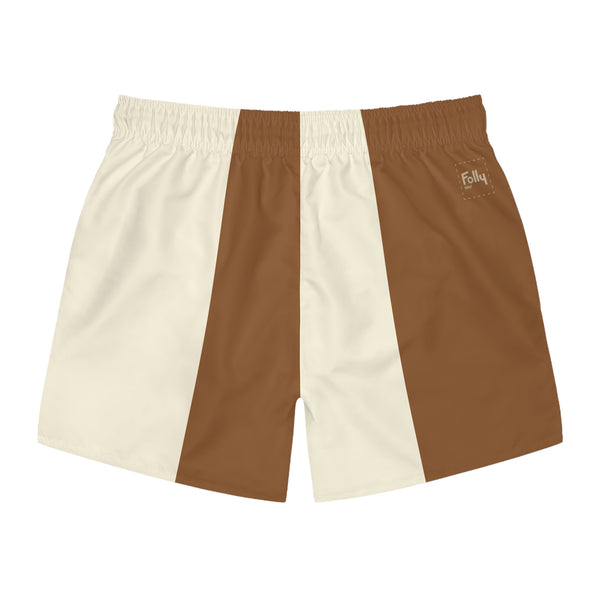 Big Stripe Swim Trunks: Whisky / Cream