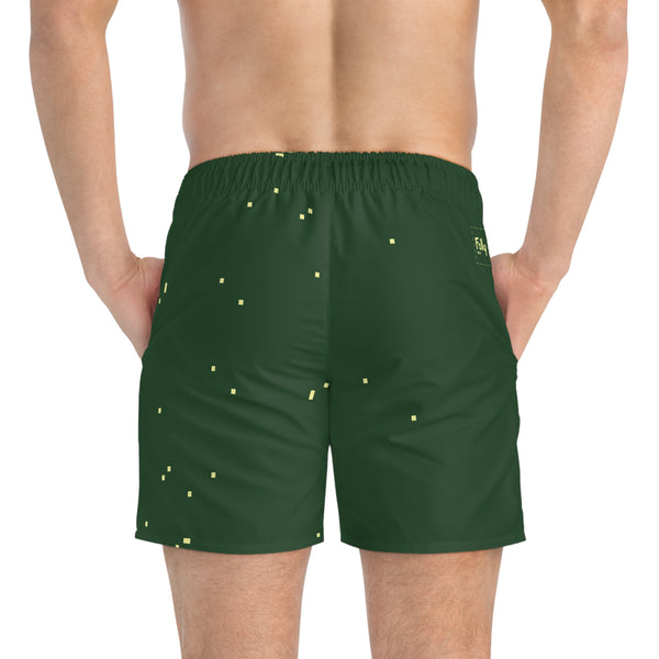 8 Bit Bugs Swim Trunks: Forest green / Yellow
