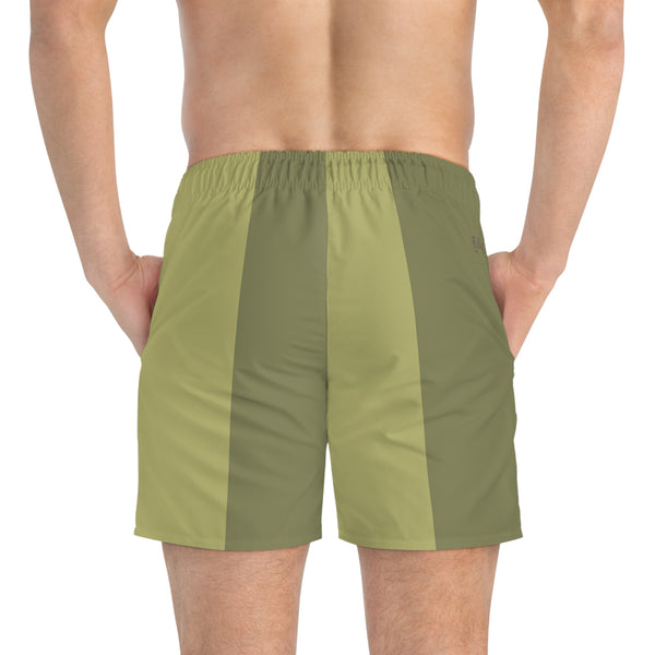Big Stripe Swim Trunks: Olive green
