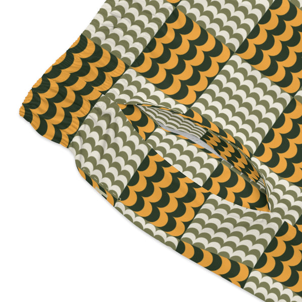 Wave Check Swim Trunks: Olive / Gold