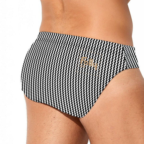Wave Stripe Swim Brief: Black / White
