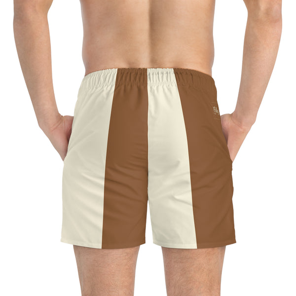 Big Stripe Swim Trunks: Whisky / Cream