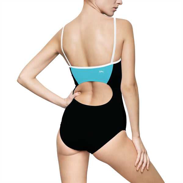 Pixel Star One-Piece Swimsuit — Black / Turquoise