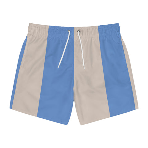 Big Stripe Swim Trunks: Cobolt / Khaki