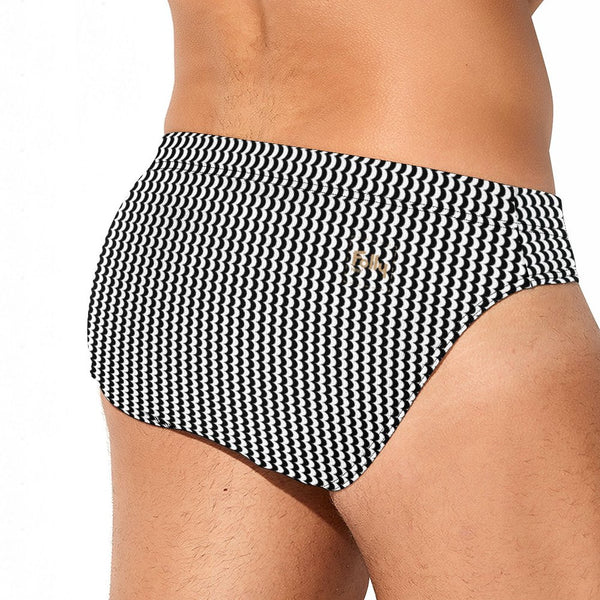 Wave Stripe Speedo: Black / White