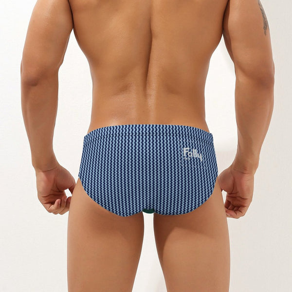 Wave Stripe Swim Brief: Blue / Aqua