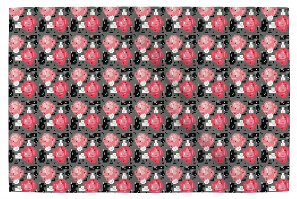 Pixelated Floral Sarong: Black / Red
