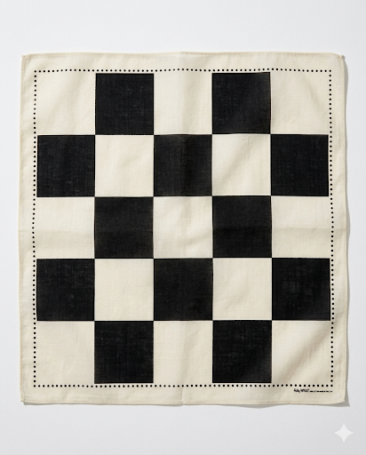Big Pixel Check Handkerchief: Black / Cream