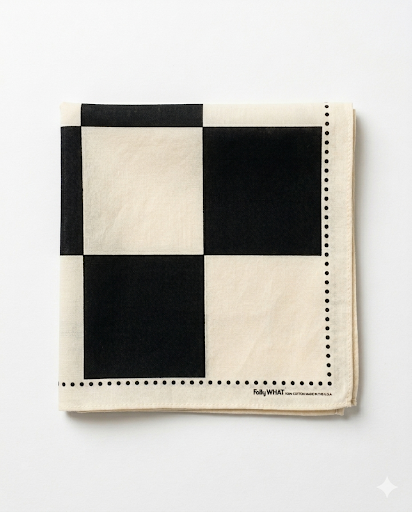Big Pixel Check Handkerchief: Black / Cream