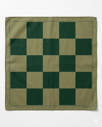 Big Pixel Check Handkerchief: OD Green & Forest Green