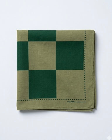 Big Pixel Check Handkerchief: OD Green & Forest Green