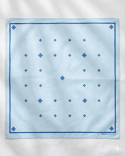 Geo Handkerchief: Sky / Deep Blue