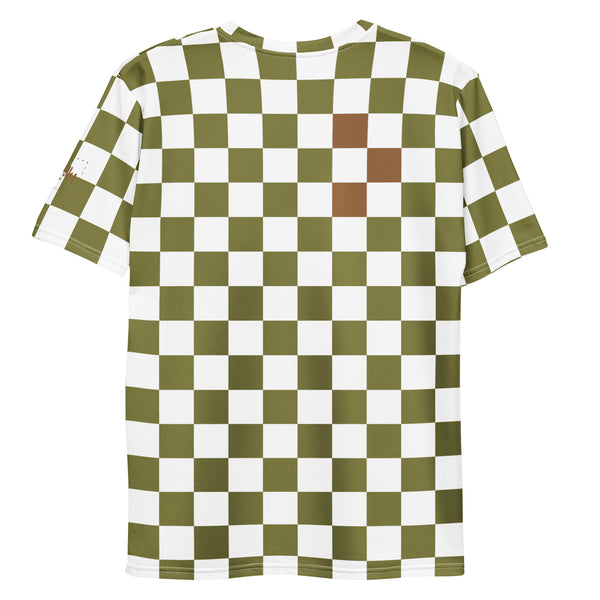 Check Glitch t-shirt: Moss Green / White