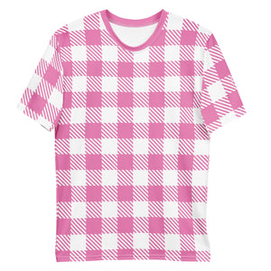 B____ T-shirt à carreaux rose : rose