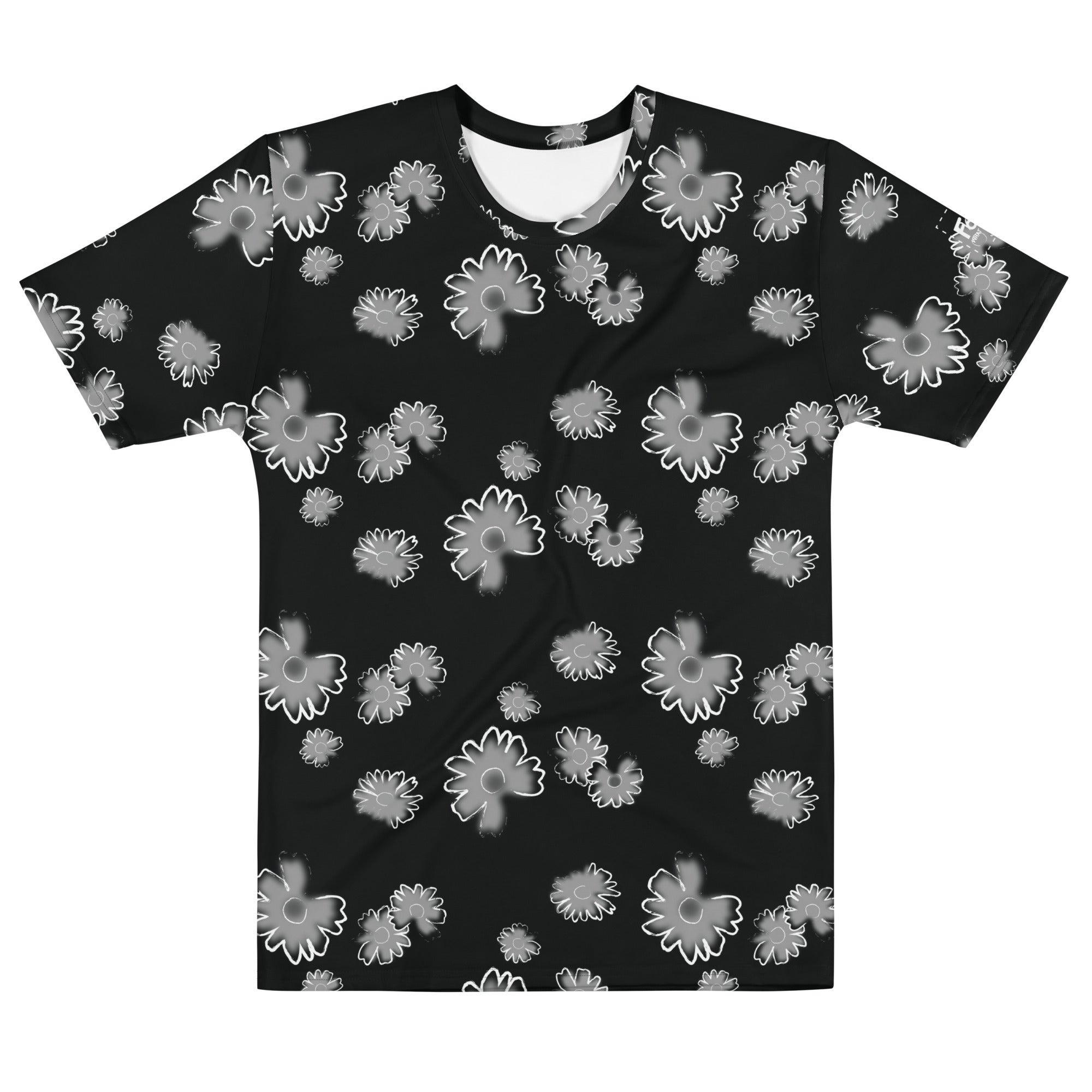 Camiseta flores: Negra