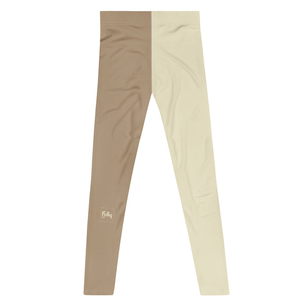 Split Leggings: Khaki & Cream