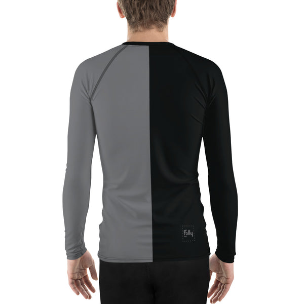 T-shirt athlétique fendu à manches longues : noir et gris