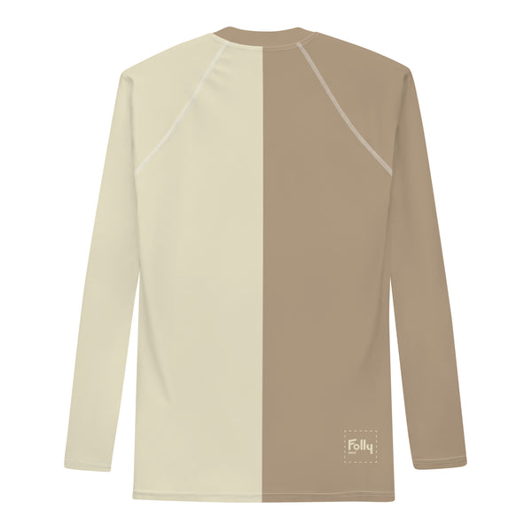 Split Long Sleeve Athletic T: Khaki & Cream