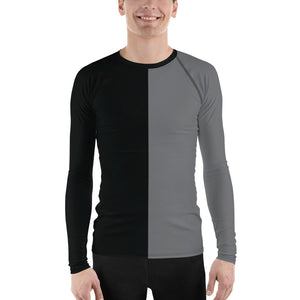 Camiseta deportiva de manga larga dividida: negra y gris
