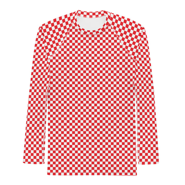 Check Long Sleeve Athletic T-shirt: Red