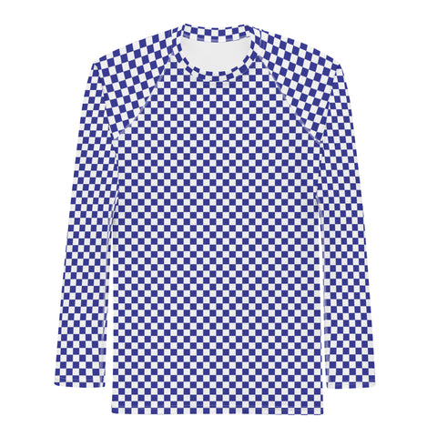 Check Long Sleeve Athletic T-shirt: Blue