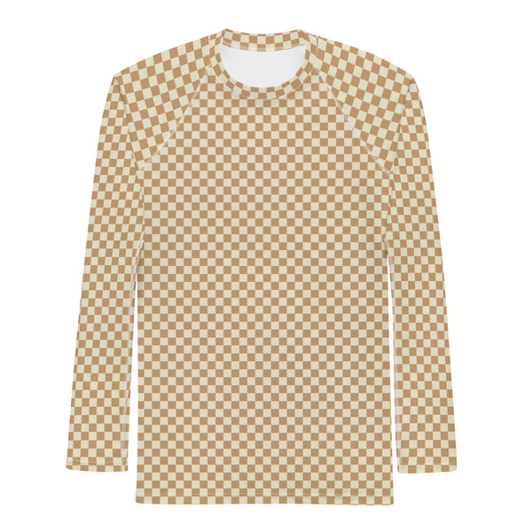 Check Long Sleeve Athletic T-shirt: Khaki