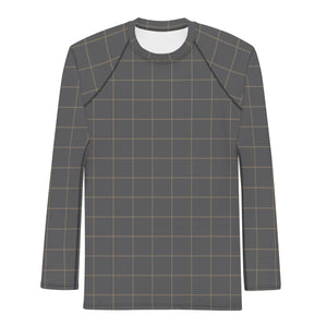 Windowpane Long Sleeve Athletic T-shirt: Grey