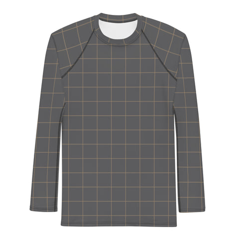 Windowpane Long Sleeve Athletic T-shirt: Grey