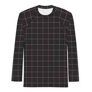 Windowpane Long Sleeve Athletic T-shirt: Black