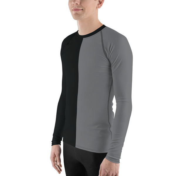 T-shirt athlétique fendu à manches longues : noir et gris