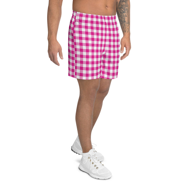 B____ Pink Plaid Shorts: Hot Pink