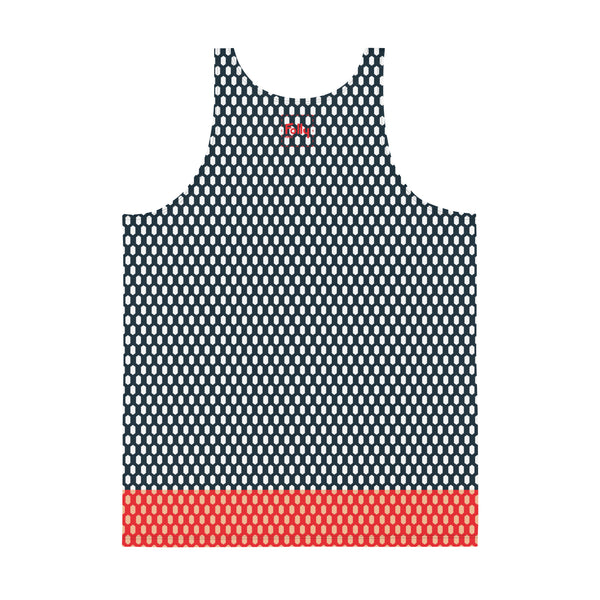 Hex Print Tank: Navy/Red