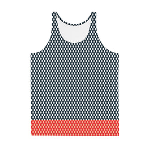 Hex Print Tank: Navy/Red