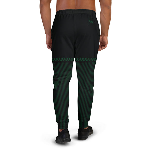 Pantalon de jogging passepoil à carreaux : Noir / Vert