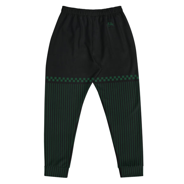 Check Piped Jogger: Black / Green