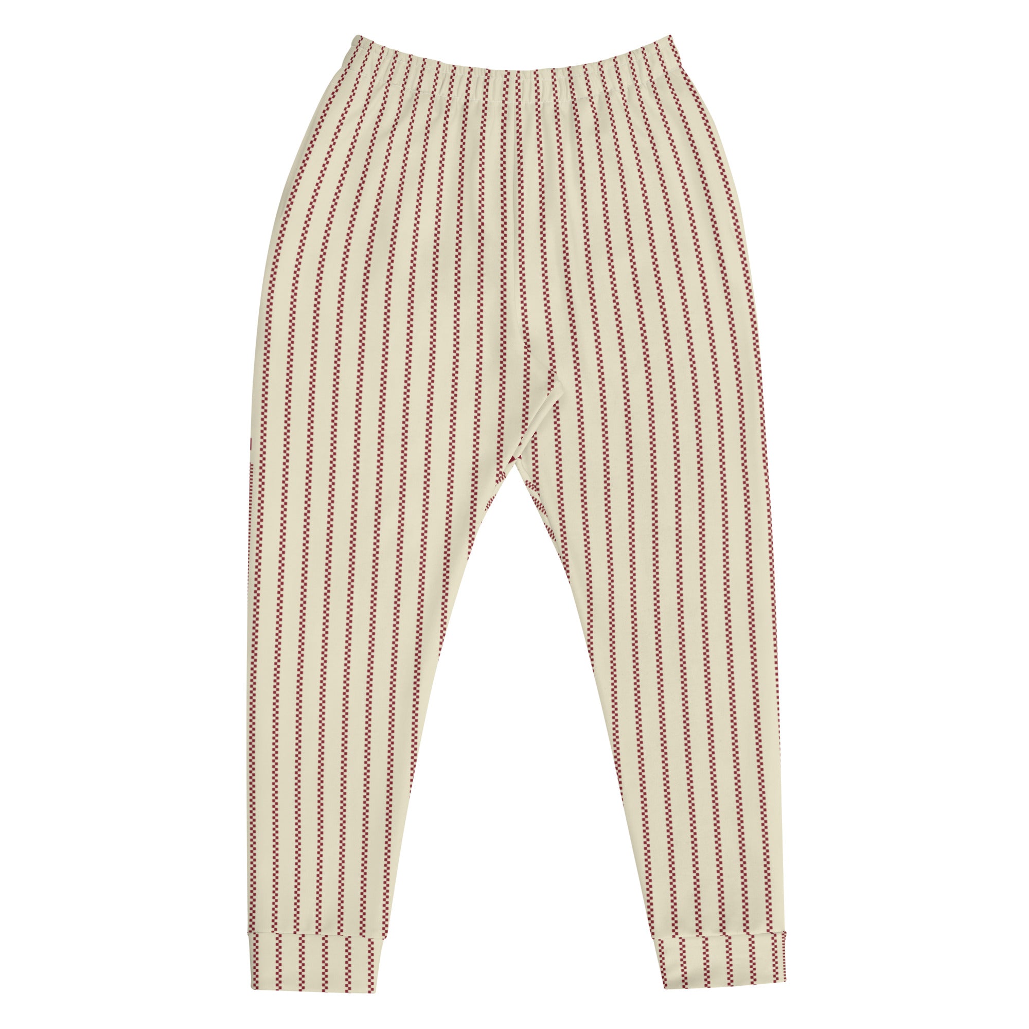 Pantalon de jogging passepoil à carreaux : Crème / Rouge foncé