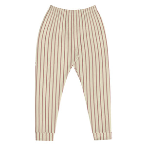 Check Piped Jogger: Cream / Dark Red