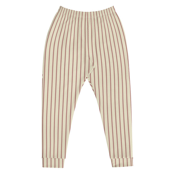 Pantalon de jogging passepoil à carreaux : Crème / Rouge foncé