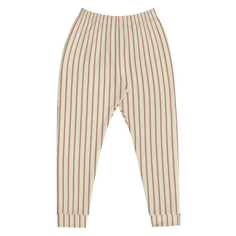 Check Piped Jogger: Cream / Dark Red