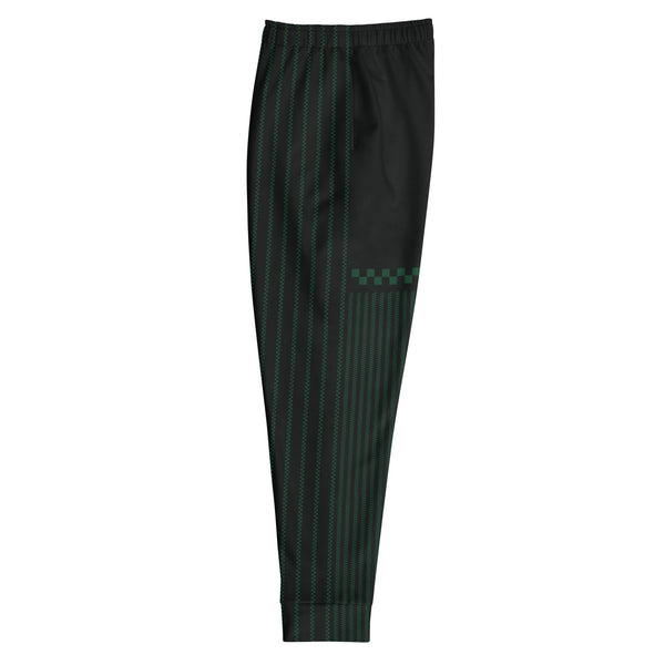 Check Piped Jogger: Black / Green