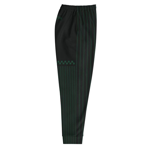 Check Piped Jogger: Black / Green