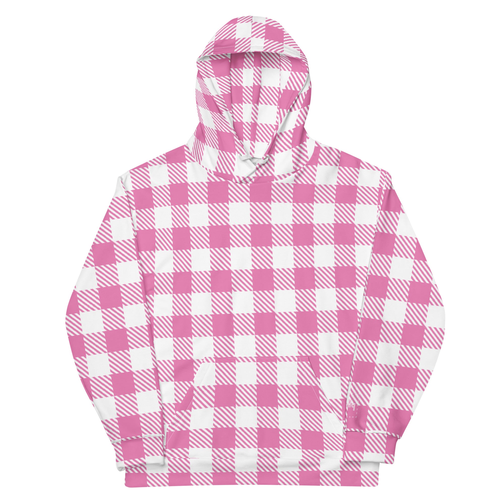 B____ Plaid Hoodie: Pink