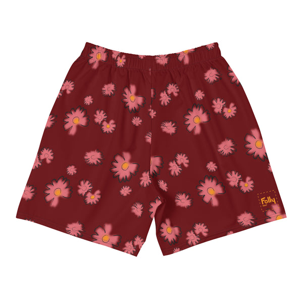 Flower Shorts: Dark Red