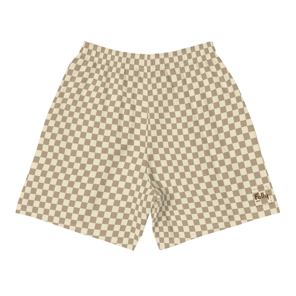 Checker Glitch Shorts: Khaki